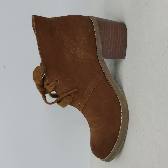 Sbicca Boots Stacked Heels Leather Suede Lace Up Chestnut Brown Womens 7 - Picture 4 of 10